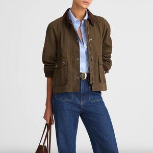 Madewell Waxed Zip-Front Jacket in Trench Green